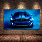 Картины, настенное искусство Fords Mustang Supercar, синие картины на холсте, фотообои для спальни, украшение для дома