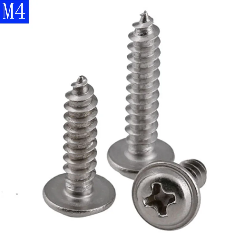 

M4 304 stainless steel A2 - 70 Flanged Pan Washer Head Phillips Self Tapping Screws Bolts