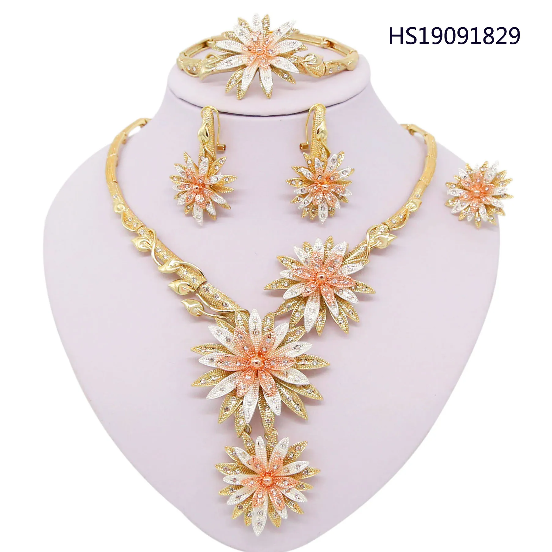 Yulaili Новый Дубай золотые Ювелирные наборы для женщин Циркон Свадебные модные