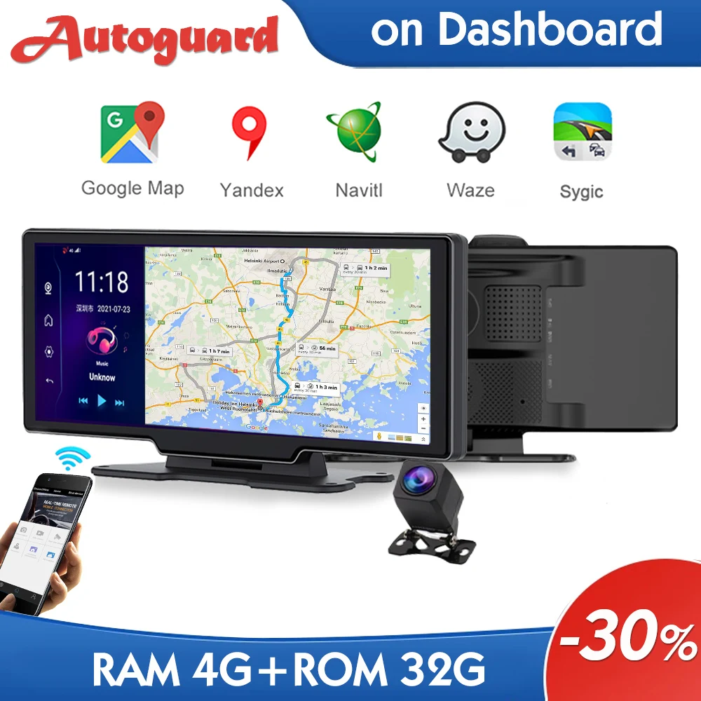 Видеорегистратор на приборную панель FHD 10 26 дюйма Android с GPS Wi-Fi | Автомобили и