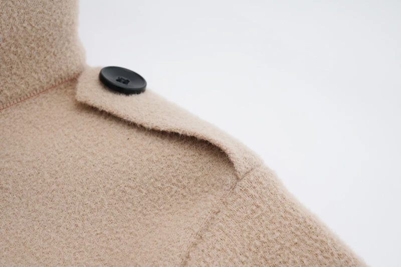 

Fit Ribbon Loose Bow Khaki Black Woolen Coat Parkas New Stand Collar Long Sleeve Women Fashion Autumn Winter 2021 1DD3684