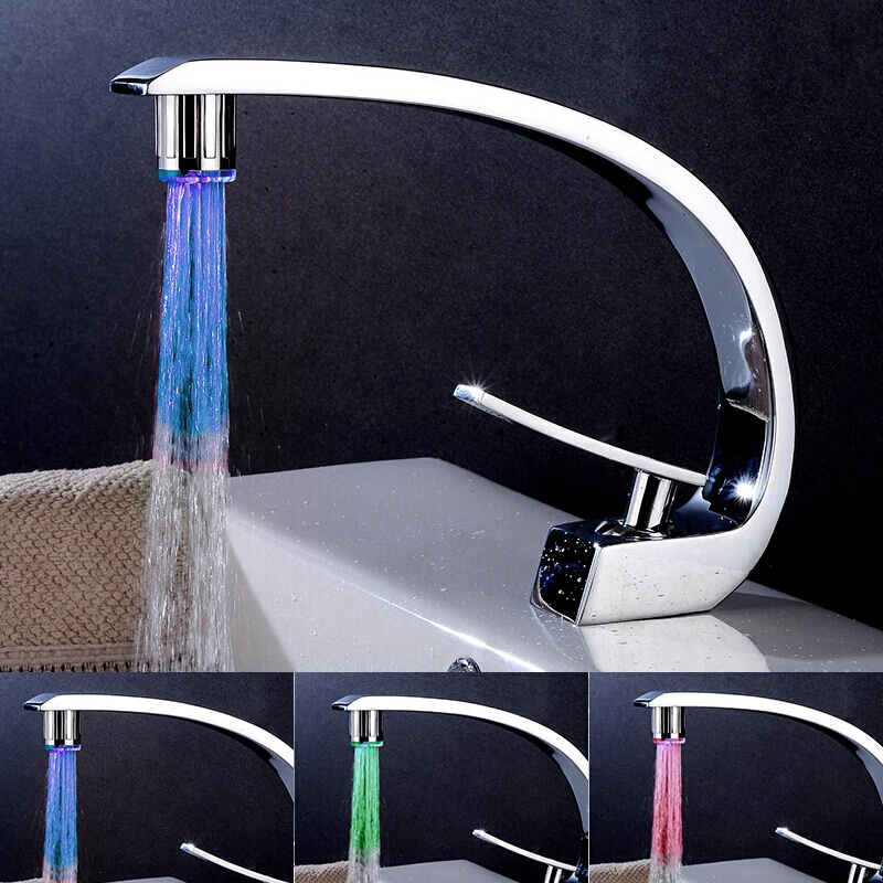 Fashion Led Water Faucet Light Intelligent Temperature Controlled Tap Kitchen Faucets Nozzle No Need Battery | Обустройство дома