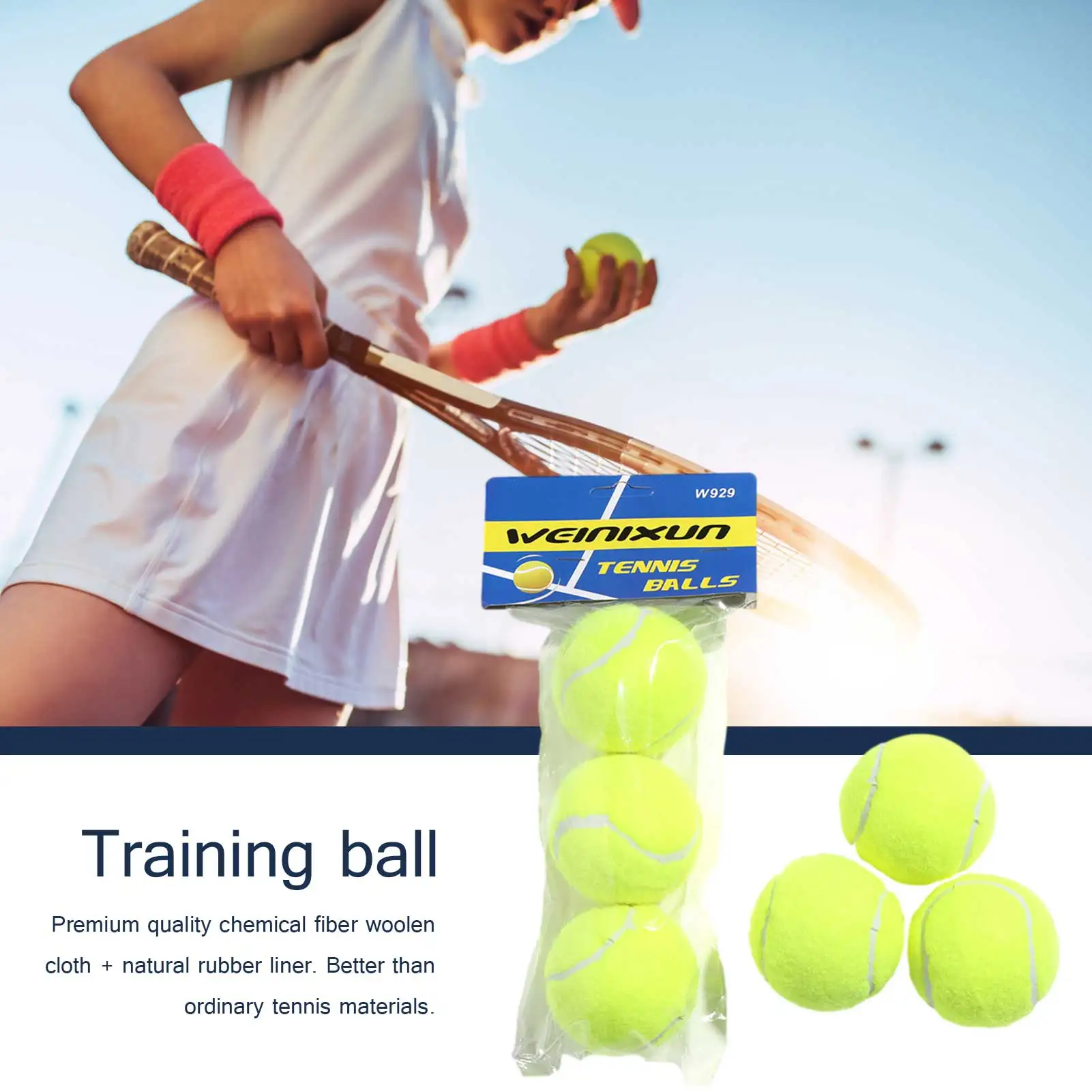 

WEINIXUN Tennis Balls Durable Standard Pressure Training Balls Playing Tennis With High Elastic Package
