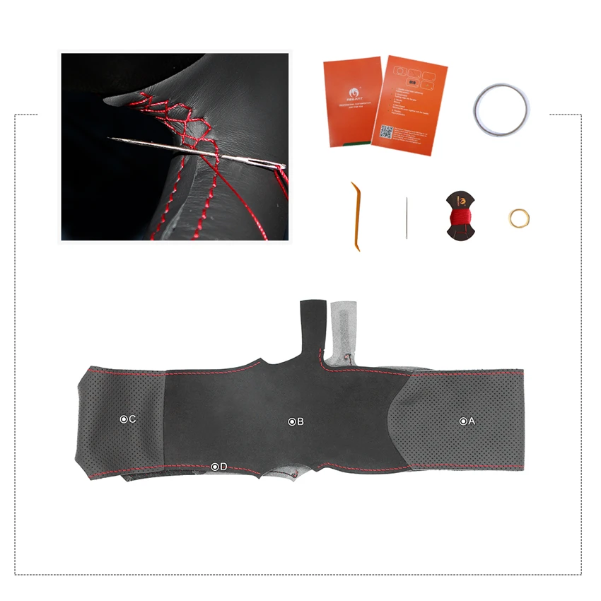 

MEWANT Hand-Stitched Wrap Black Genuine Leather Car Steering Wheel Cover for Seat Leon (FR|CUPRA) MK2 1P 2009 2010 2011-2012