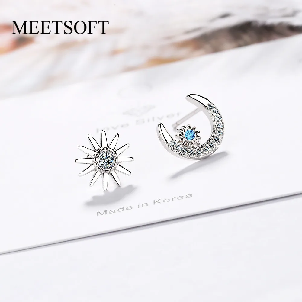 Женские серьги-гвоздики из стерлингового серебра MEETSOFT модные маленькие серьги с