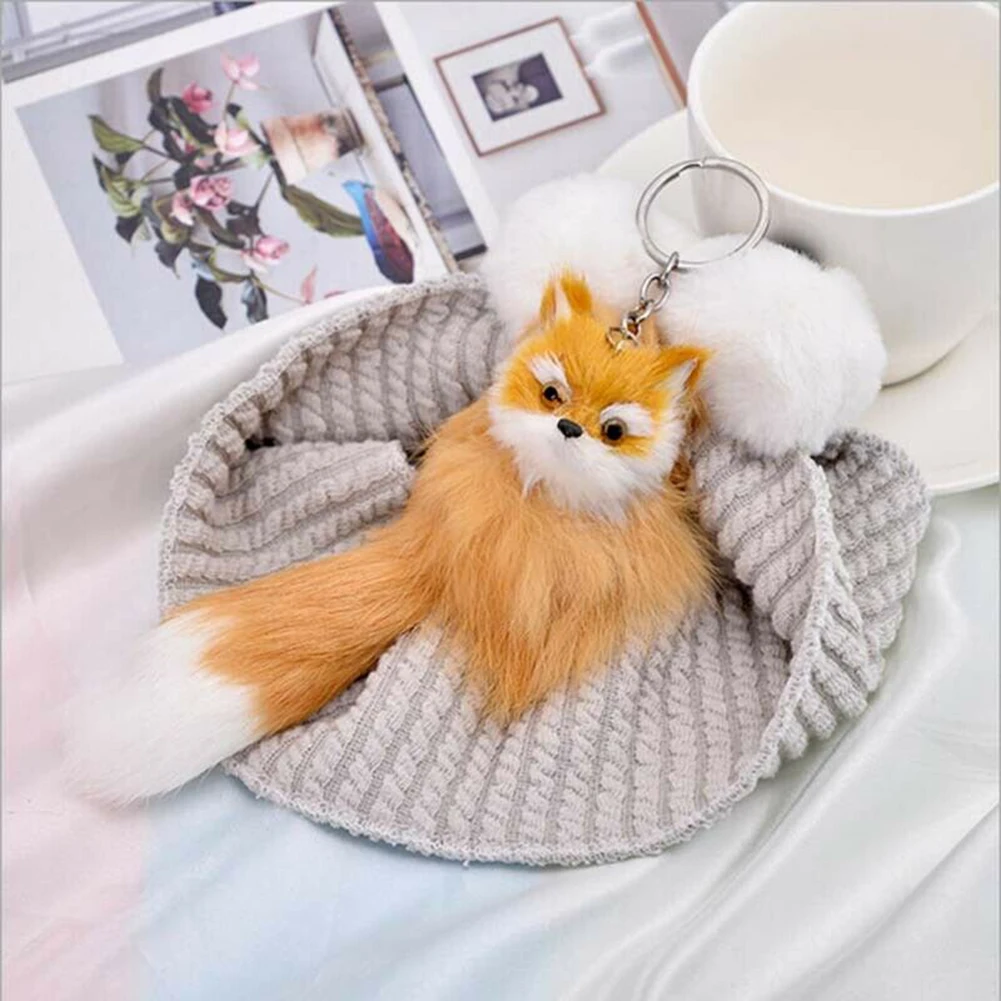 Брелок для ключей женщин и девушек милый плюшевый брелок в виде маленькой лисы