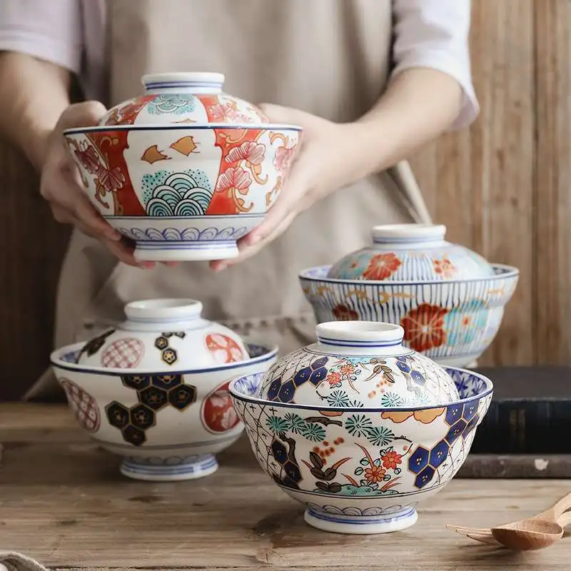 

Круглая японская керамическая миска для супа, миска с крышкой для лапши, 6 дюймов, для дома