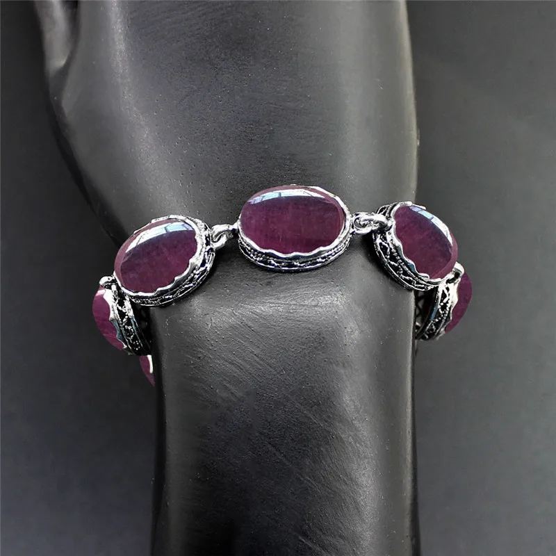 Овальный Дард Красный опал Браслеты для Для женщин цветок из бисера Винтаж