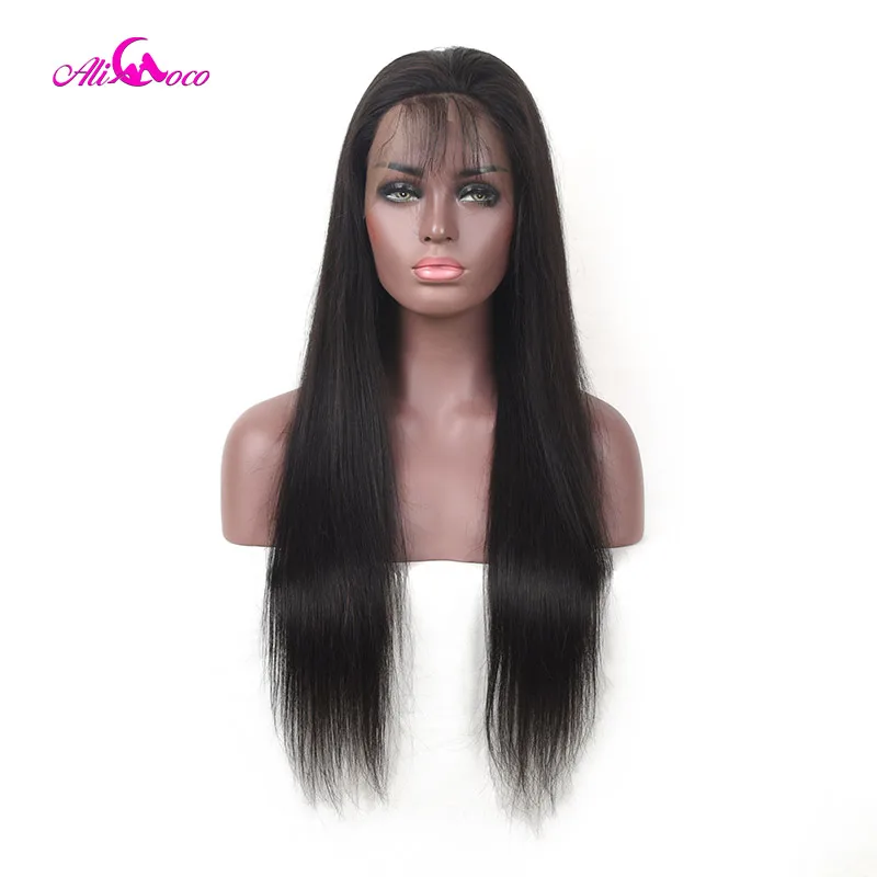 Али Коко 150% плотность бразильские прямые полные кружева человеческих волос