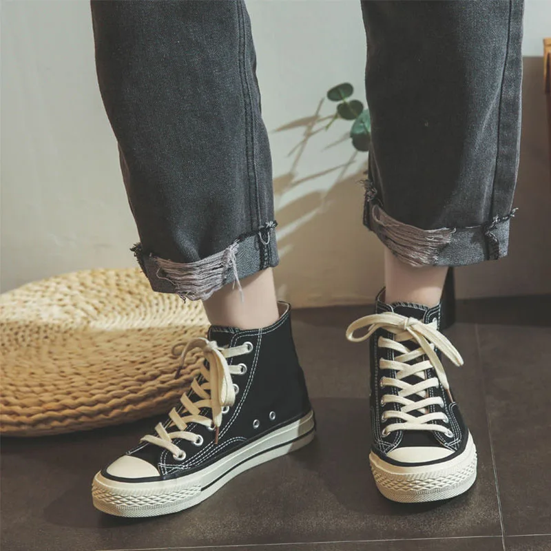 

Women Canvas Shoes men Fashion Summer Casual Sneakers High Top Women Shoes Students Vulcanize Shoes Flats 2021 Spring Summer