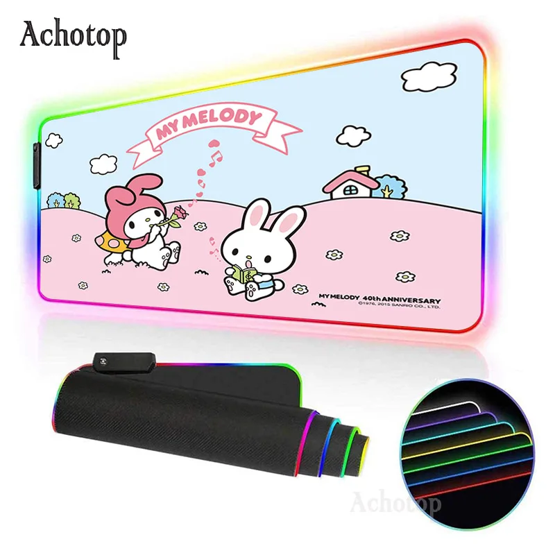 

Kawaii Cat Large RGB Mouse Pad xxl Gaming Mousepad LED Mause Pad Gamer Mouse Carpet Big Mause Pad PC Desk Pad Mat with Backlit