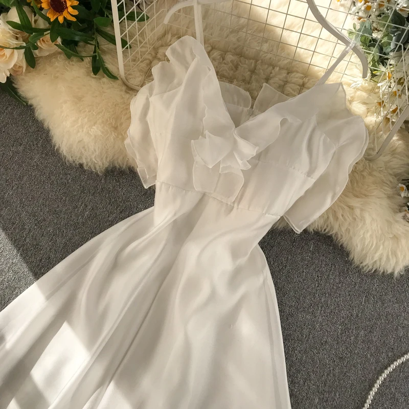 Женское шифоновое платье без рукавов с V образным вырезом|Женские платья| |