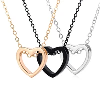 silver minimalist hollow love heart chain pendant clavicle necklace for women exquisite friend jewelry gift
