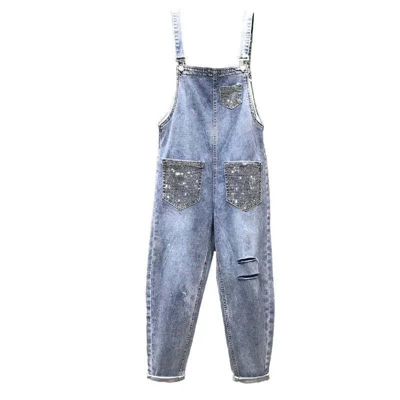 

Py1044 2020 spring summer autumn new women fashion casual Denim Pants woman female OL ripped jeans rompers
