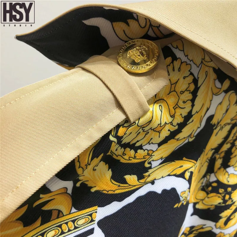 【HSY】2019 осень зима новые женские высококачественные Лоскутные лацканы цвета