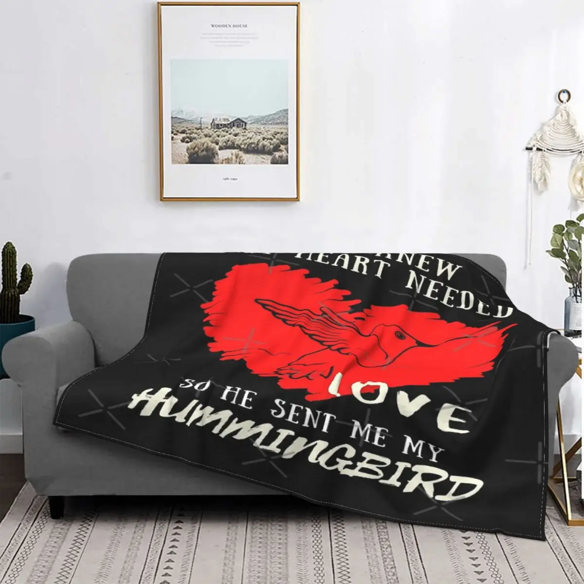 

Manta a cuadros de колиbri Heart God, cubrecama de Heart, manta de felpa de Anime, manta de lana, pickick