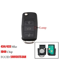 1j0959753ah car key for volkswagen vw 3 buttons flip remote 433434mhz id48 chip remote fob control car key fob