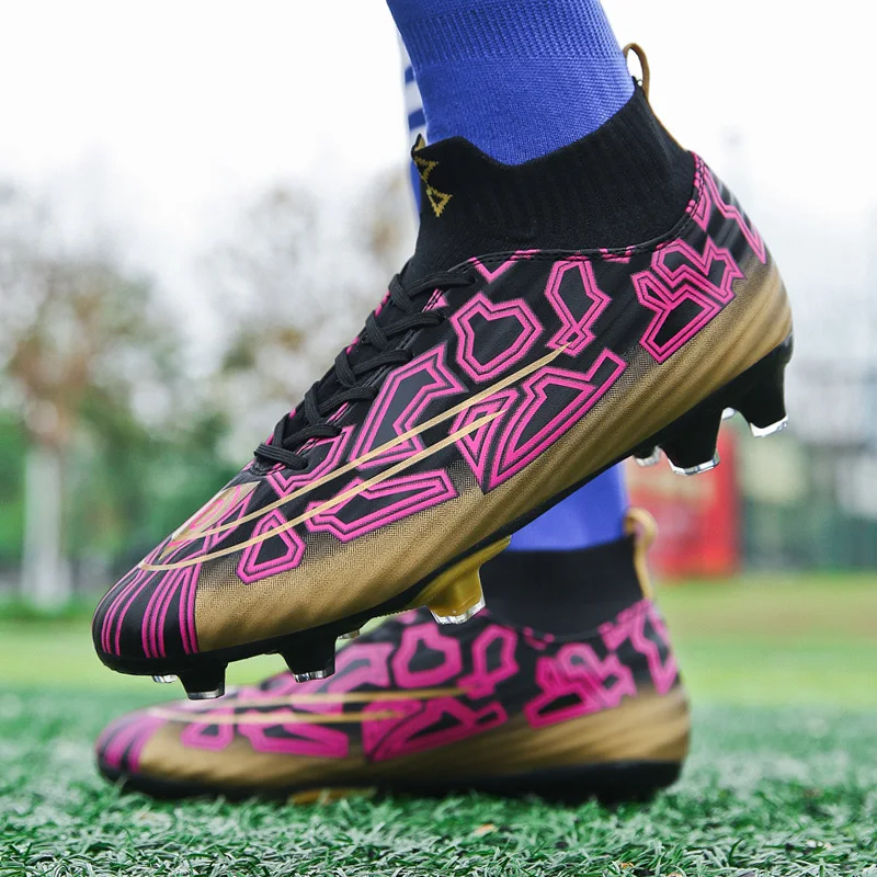 Унисекс футбольная обувь с длинными шипами футбольные ботинки FG/TF уличные бутсы