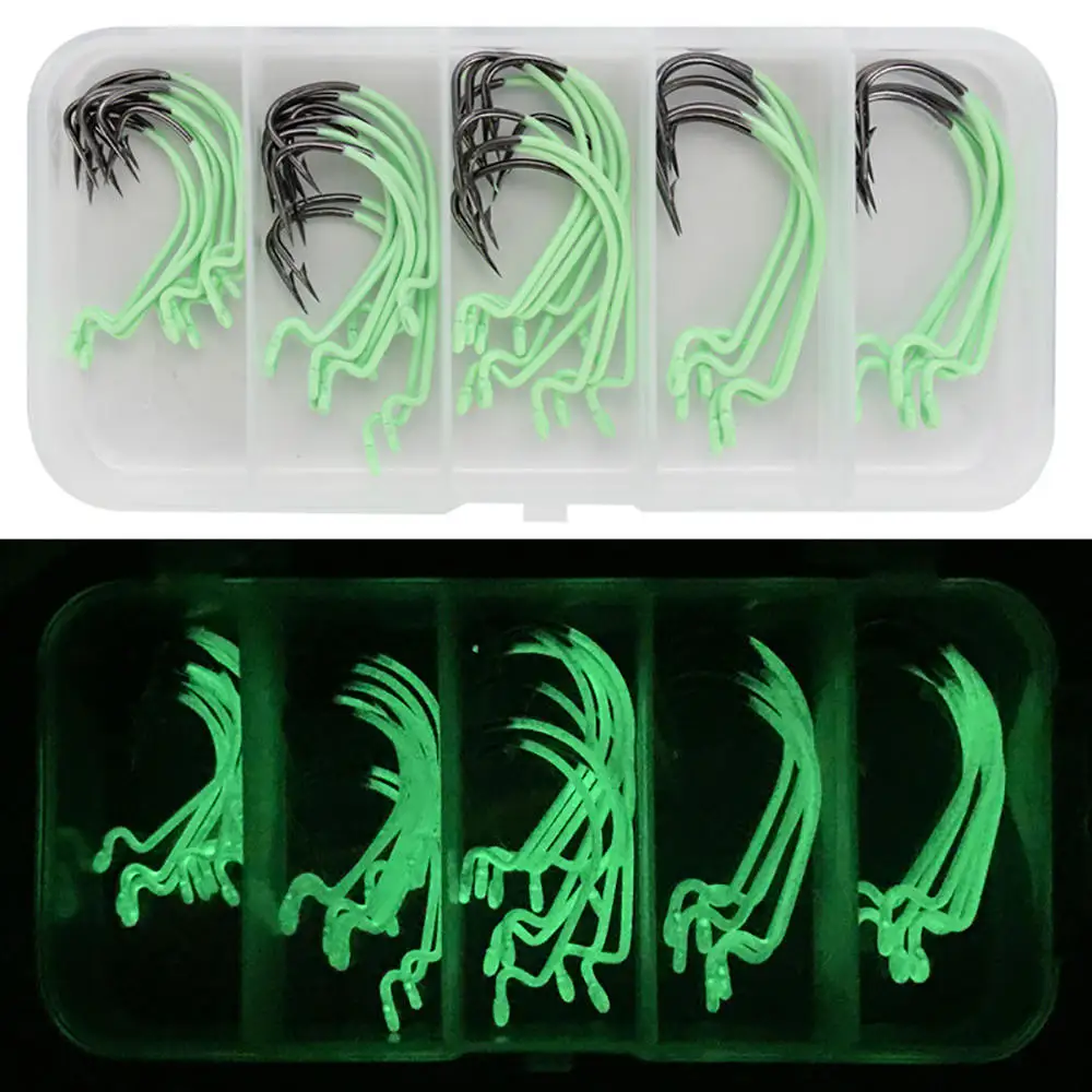 

40pcs High Carbon Steel Luminous Fishing Hook 2#1#1/0#2/0#3/0#4/0# Fishhooks Durable Barbed Hook Fishing Tackle