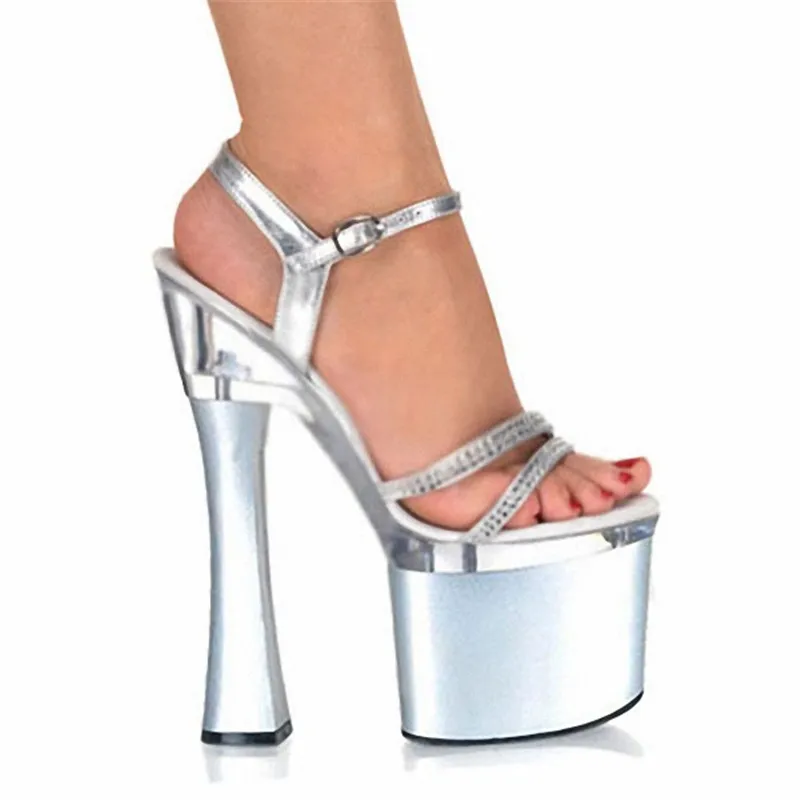 7 Inch High-Heeled Sandals New Selling Cheap 18cm Sexy Glitter With Summer Sandals Thick Dance Shoes