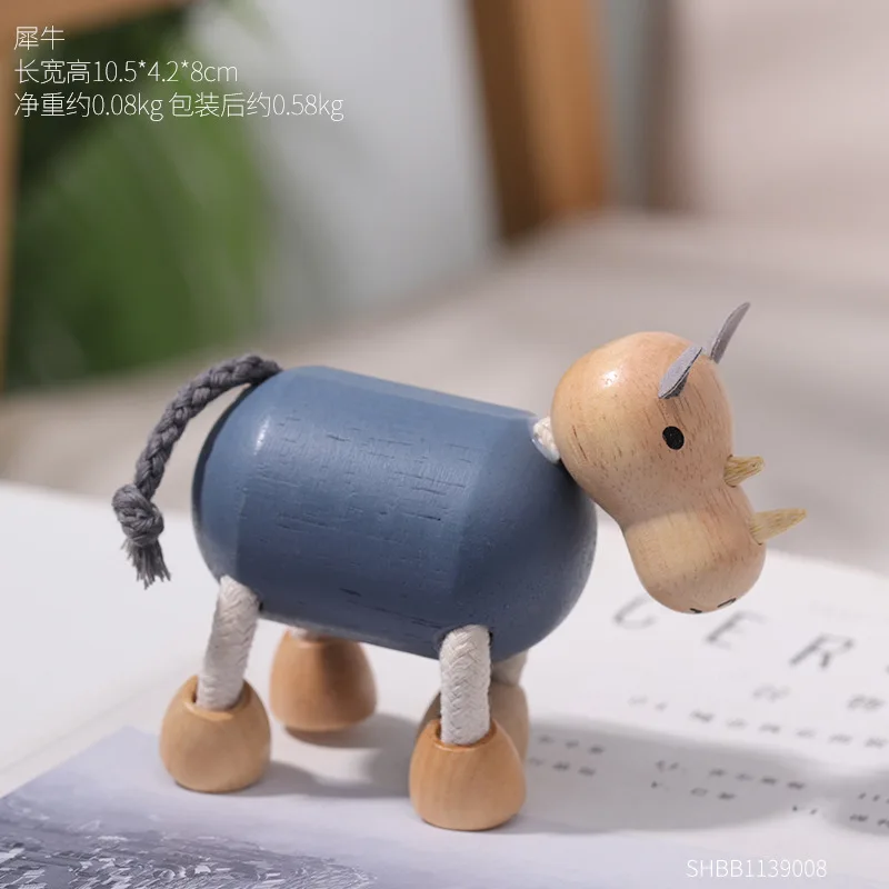 Фотографии реквизит Мини Деревянные Животные украшения Забавный мультфильм