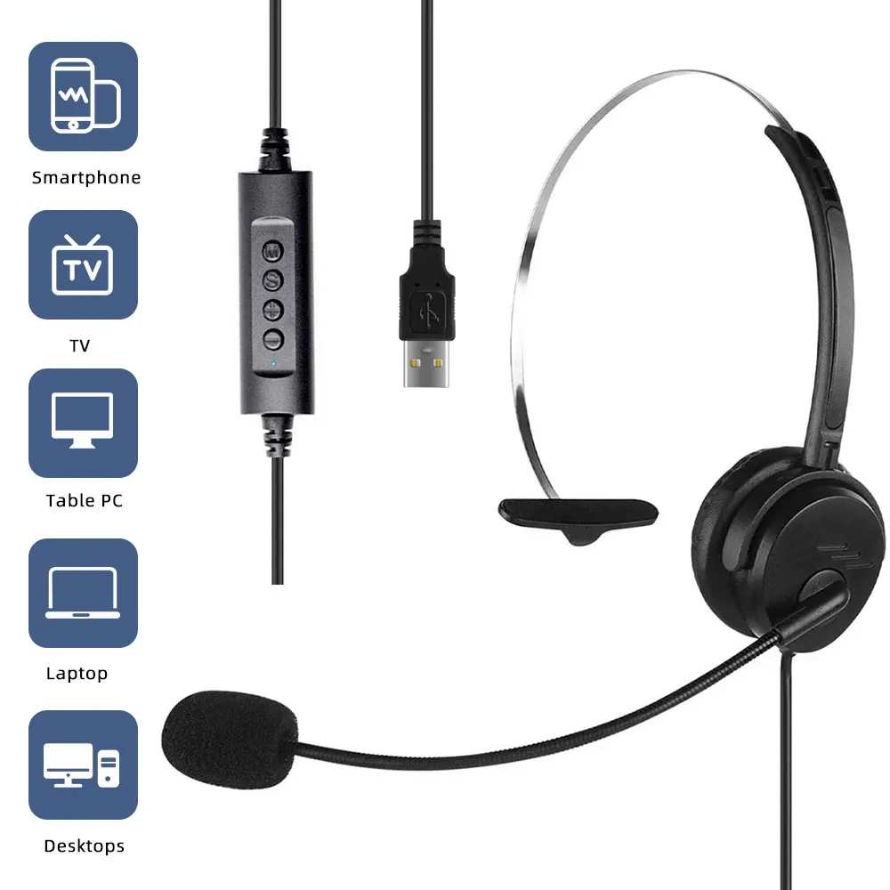

Telephone Headset Call Center Operator USB Corded Offical Headphone With Micro for Computer Laptop PC Gaming business headset