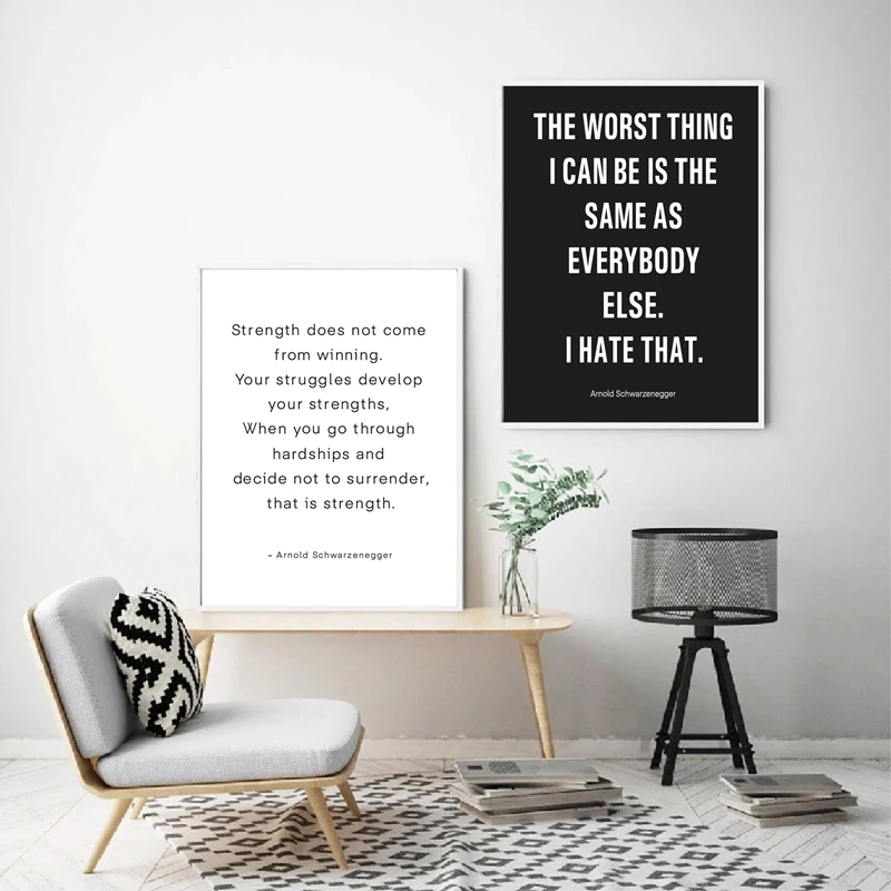 Арнольд Шварценеггер цитаты на холсте художественные принты черные белые