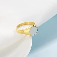 stainless steel round shell ring for women fashion simple gold smooth jewelry accessories