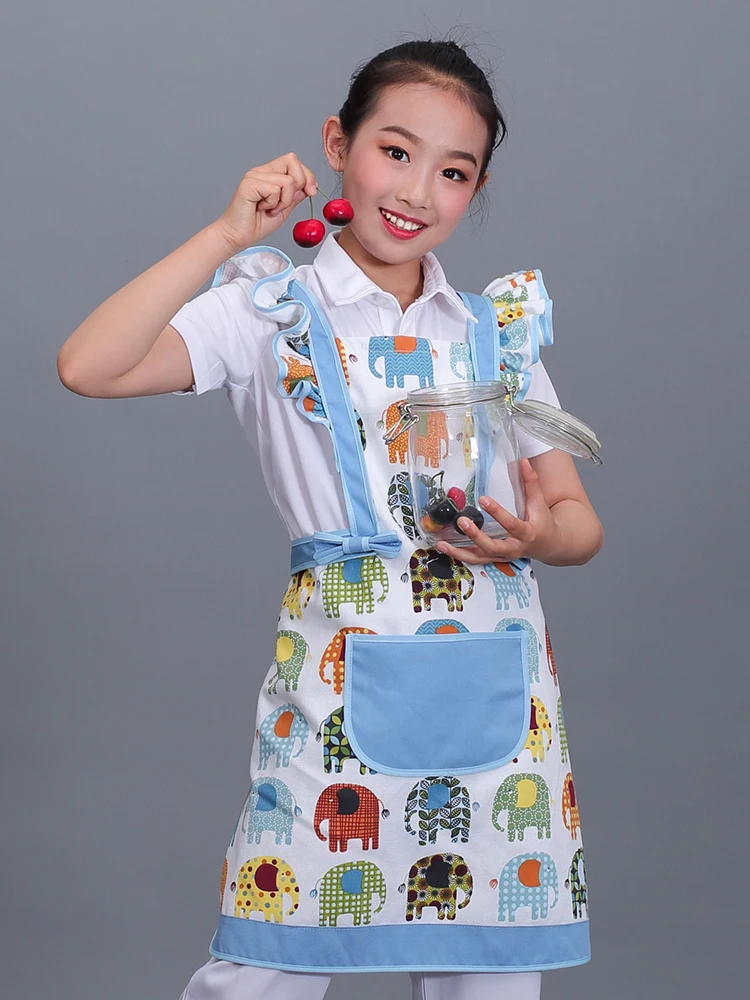 

Original new cartoon children's apron female princess home kitchen kids eating canvas antifouling