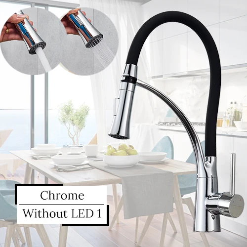 Chrome Polish Черный кухонный кран поворотный выдвижной кухонный кран кухонная раковина кран на бортике смеситель для горячей и холодной воды кран для воды - Цвет: Chrome Polish