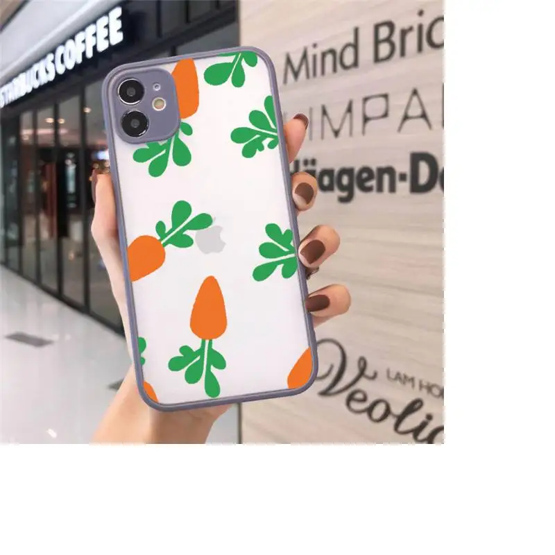 

Carrot cartoon cute fruit pattern Phone Case matte transparent For iphone 7 8 11 12 plus mini x xs xr pro max cover