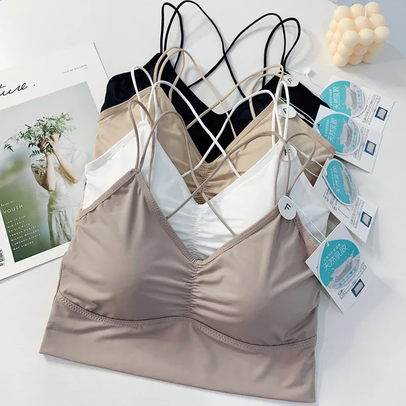 

Бесследный ледяной Шелковый женский бюстгальтер в иностранном стиле, тонкий плечевой ремень, U-образный открытый бюстгальтер, жилет
