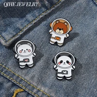 astronaut animal enamel pin panda bear badge brooch lapel clothes sweater backpack hat women kids jewelry friends gift wholesale
