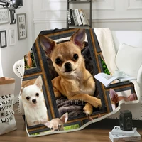 animals throw blanket 3d chihuahua dog thicken blanket for chair travelling camping kids couch cover winter nap sofa blanket