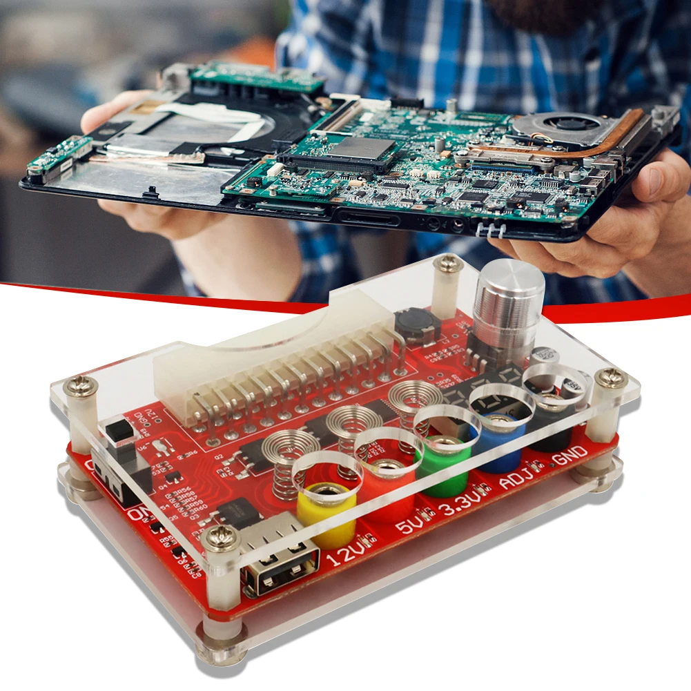 

24Pin ATX Power Supply Board Acrylic Housing Kit Power Supply Breakout Board Case with ADJ Touch Sensor Switch