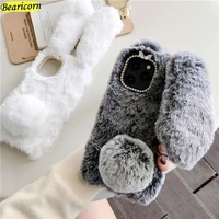 Soft Plush Phone Case For iPhone Pro Max mini Plus MAX Furry Rabbit Bunny Fur Back Cover