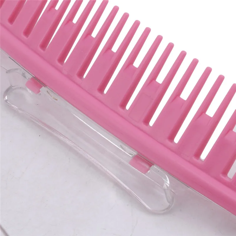 

Hair Trimmer Fringe Cut Tool Transparent Pink Comb DIY Hairstyle 2 In 1 Hair