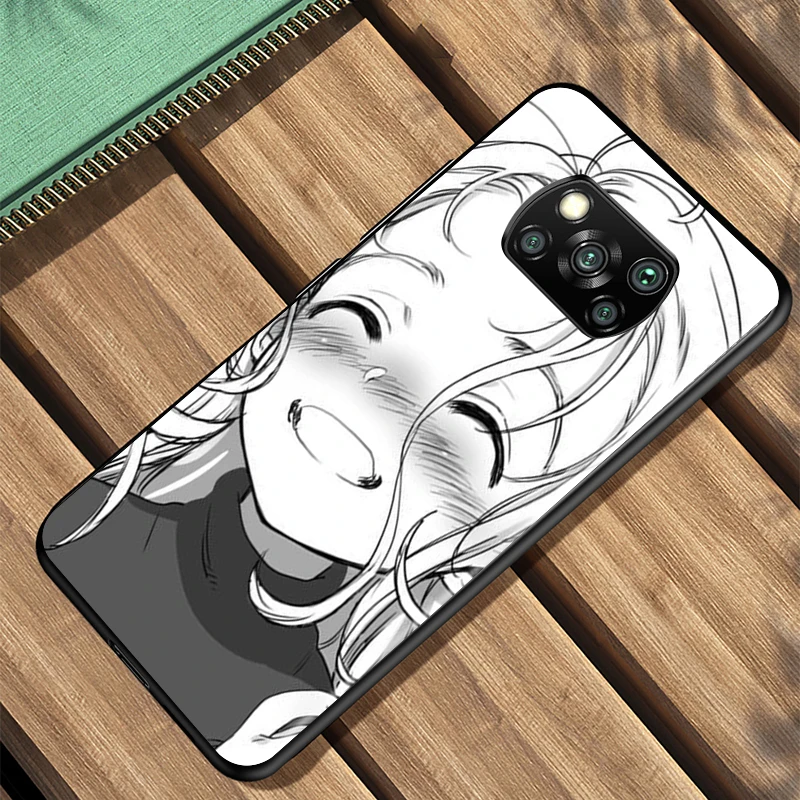 ahegao manga girl for xiaomi poco x3 nfc f3 gt x2 m3 m2 5g pro mi a3 lite 9se cc9 soft black phone case shell free global shipping