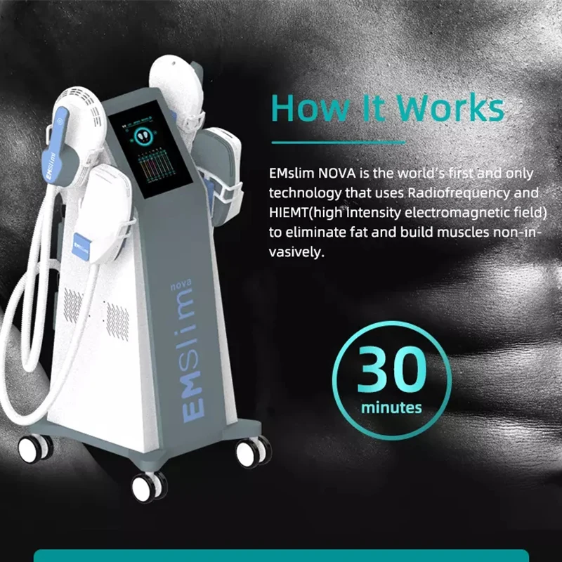 

Новинка 2022 года, аппарат Neo Emslim RF Nova 13 Tesla hi-emt с 4 RF ручками и подушечками для тазовой стимуляции опционно