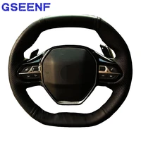 car steering wheel cover hand stitched black genuine leather comfortable for peugeot 4008 2017 2018 3008 2017 2018