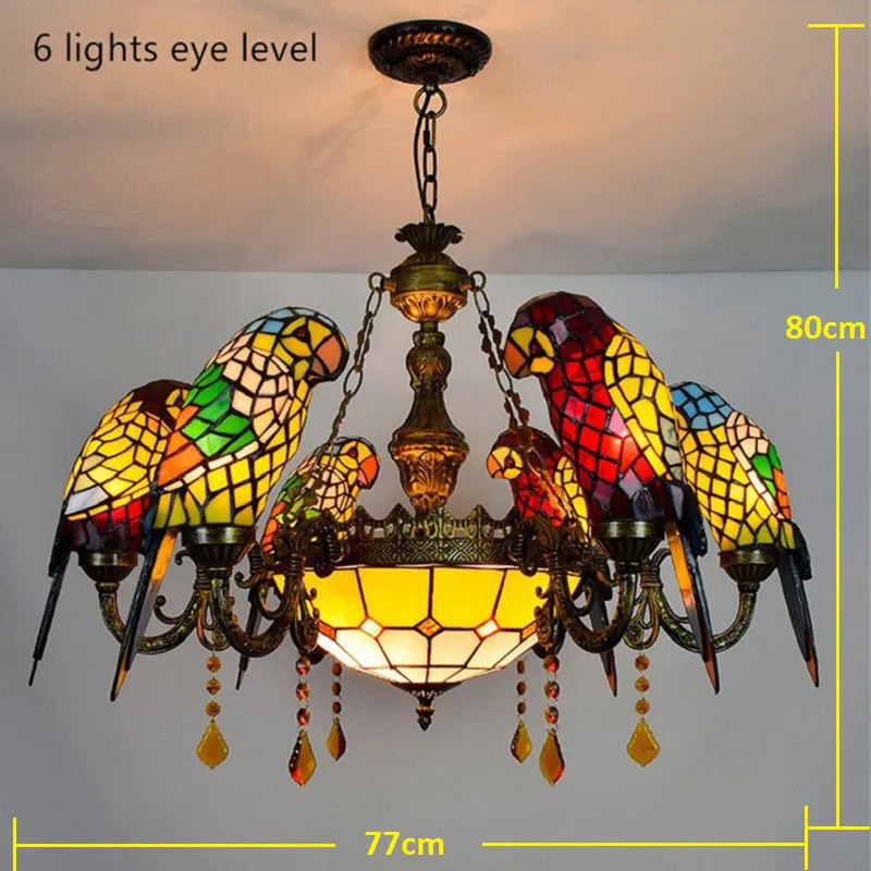Sgrow Тиффани Люстры c птицами искусство подвесной светильник для Гостиная