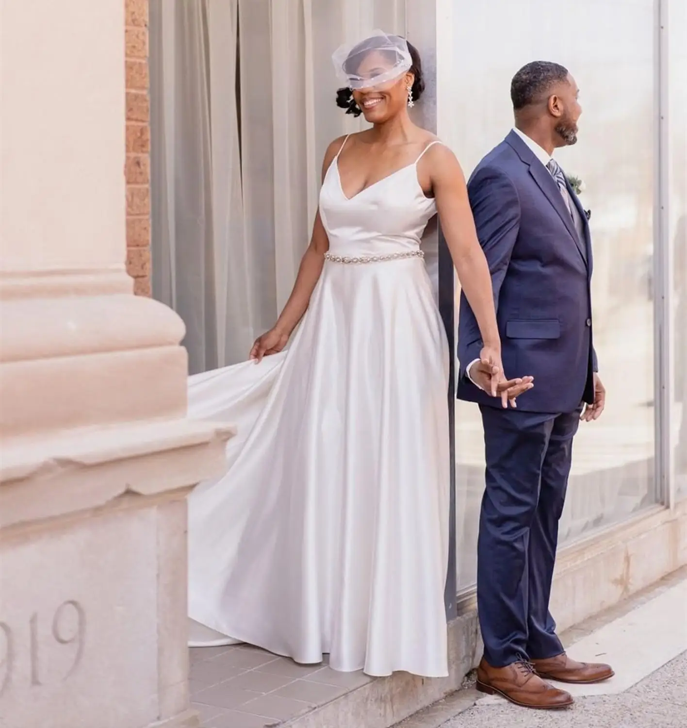 Свадебное платье до пола без рукавов на бретелях спагетти ТРАПЕЦИЕВИДНОЕ