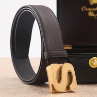2021 new letter s business mens belt high quality leisure stainless steel buckle fashion luxury cowhide leather belt for men
