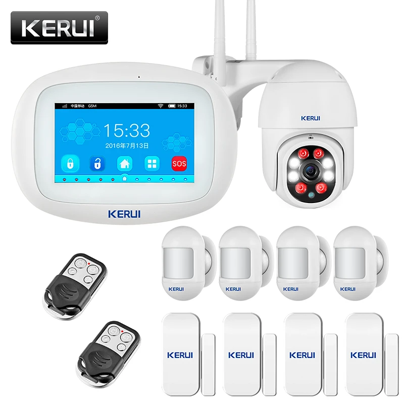 Система охранной сигнализации KERUI K52 Wi Fi GSM 4 3 дюйма TFT цветной дисплей|Комплекты