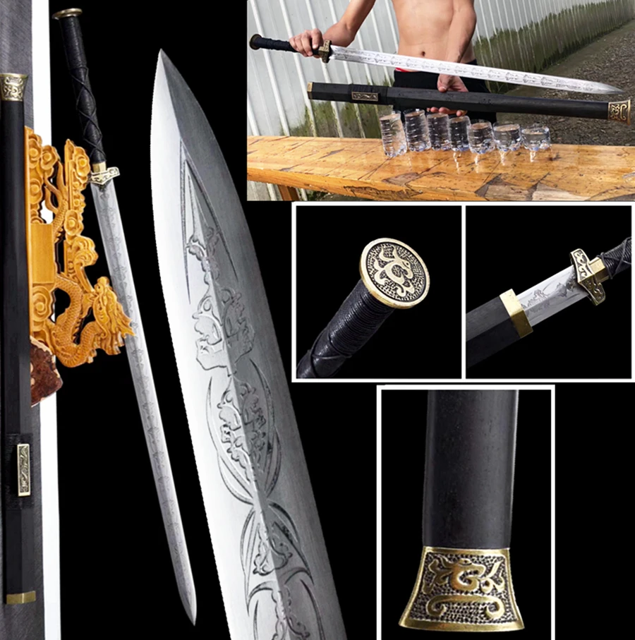 Китайская стальная пружина Battle Ready с двойными краями острый меч ханьтан катана