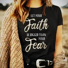 Ретро клетчатая футболка с надписью Пусть ваша вера будет больше ваших страхов, винтажные женские мотивирующие христианские цитаты, футболки