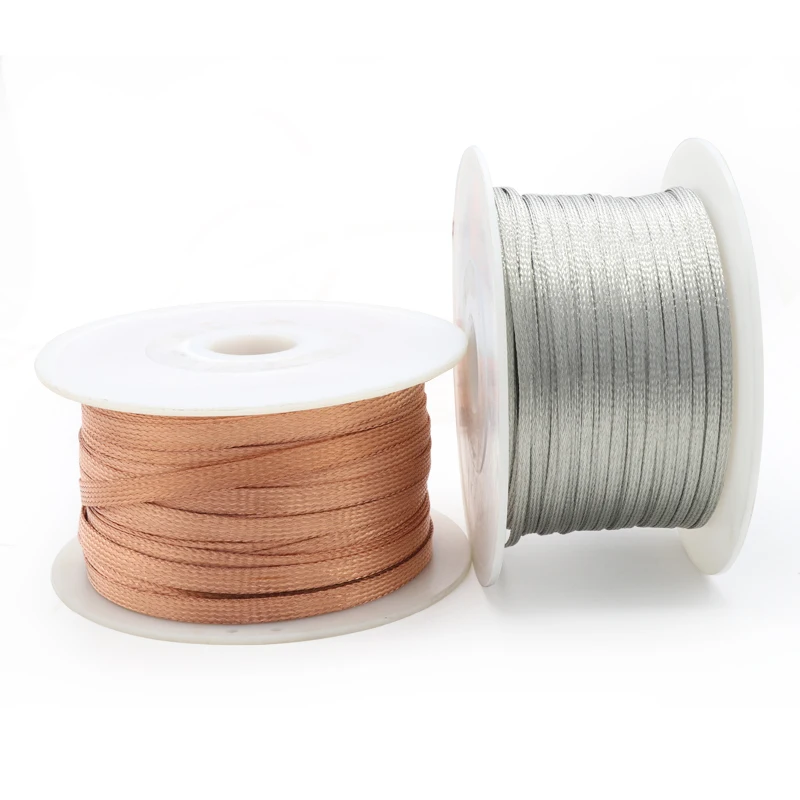 

1M/2M/5M Width 2mm ~ 30mm Tinned Plating Copper Braided Sleeve Expandable Wire Cable Screening Shielded Metal Sheath