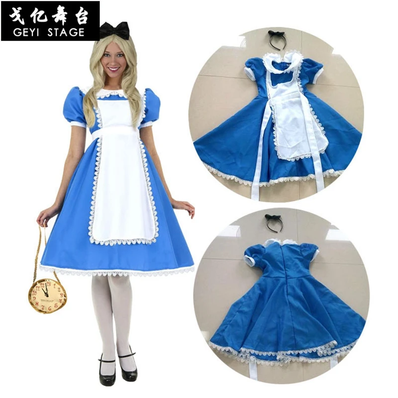 

Alice In Wonderland Party Cosplay Costume Anime Sissy Maid Uniform Sweet Lolita Dress Halloween Costumes For Women Girls