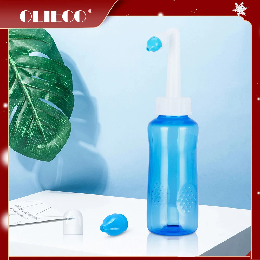

OLIECO 300ml/500ml Nasal Irrigator With Two Cleaning Tips Nasal Wash Cleaner Prevent Allergic Rhinitis for Adult and Kid