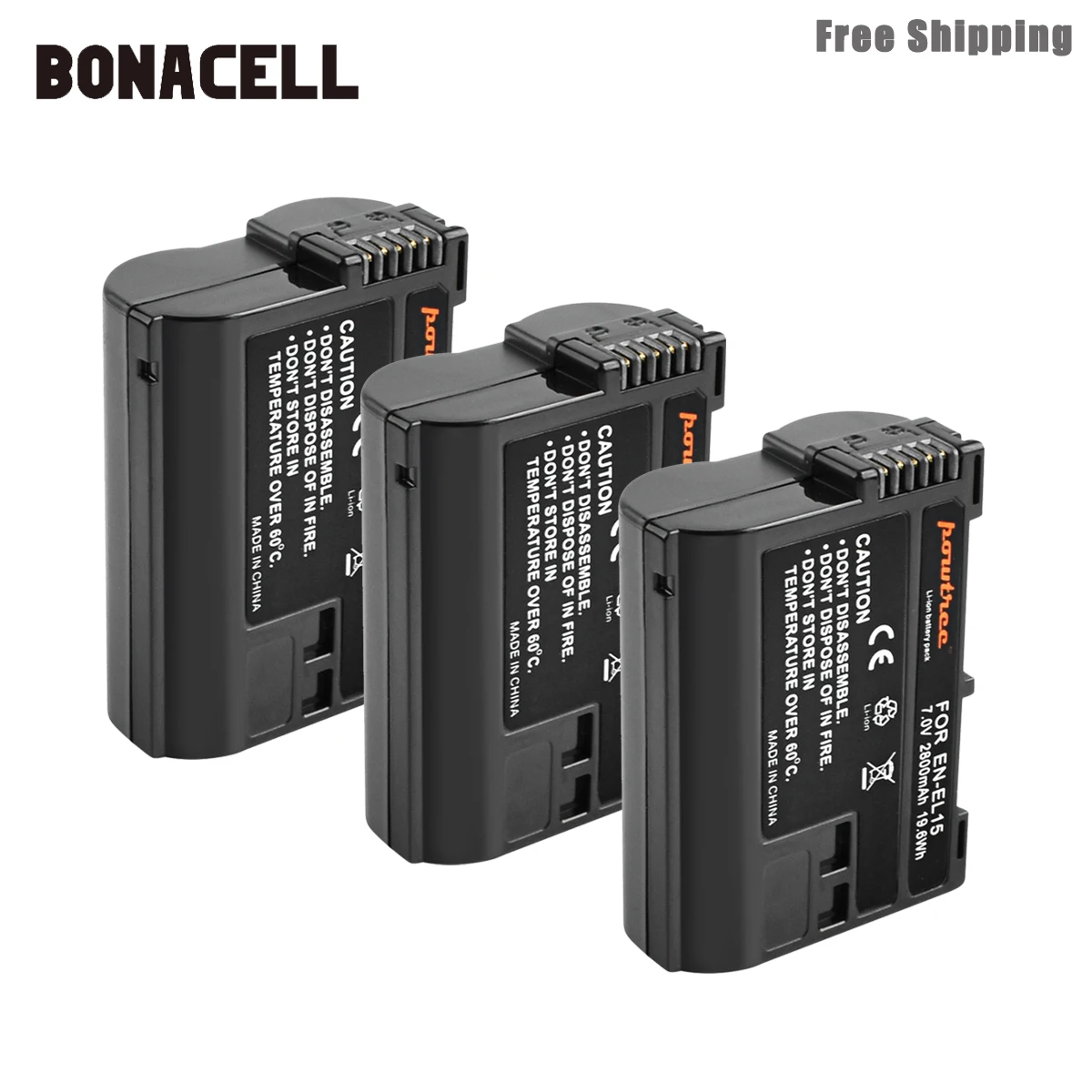 3 Pack Battery Bonacell 2800 мА/ч, EN-EL15 ENEL15 RU EL15 Камера Батарея для цифровых зеркальных фотокамер Nikon D600 D610 D800 D800E D810 D7000 D7100 D7200 L50 - Цвет: 3 Pack Battery